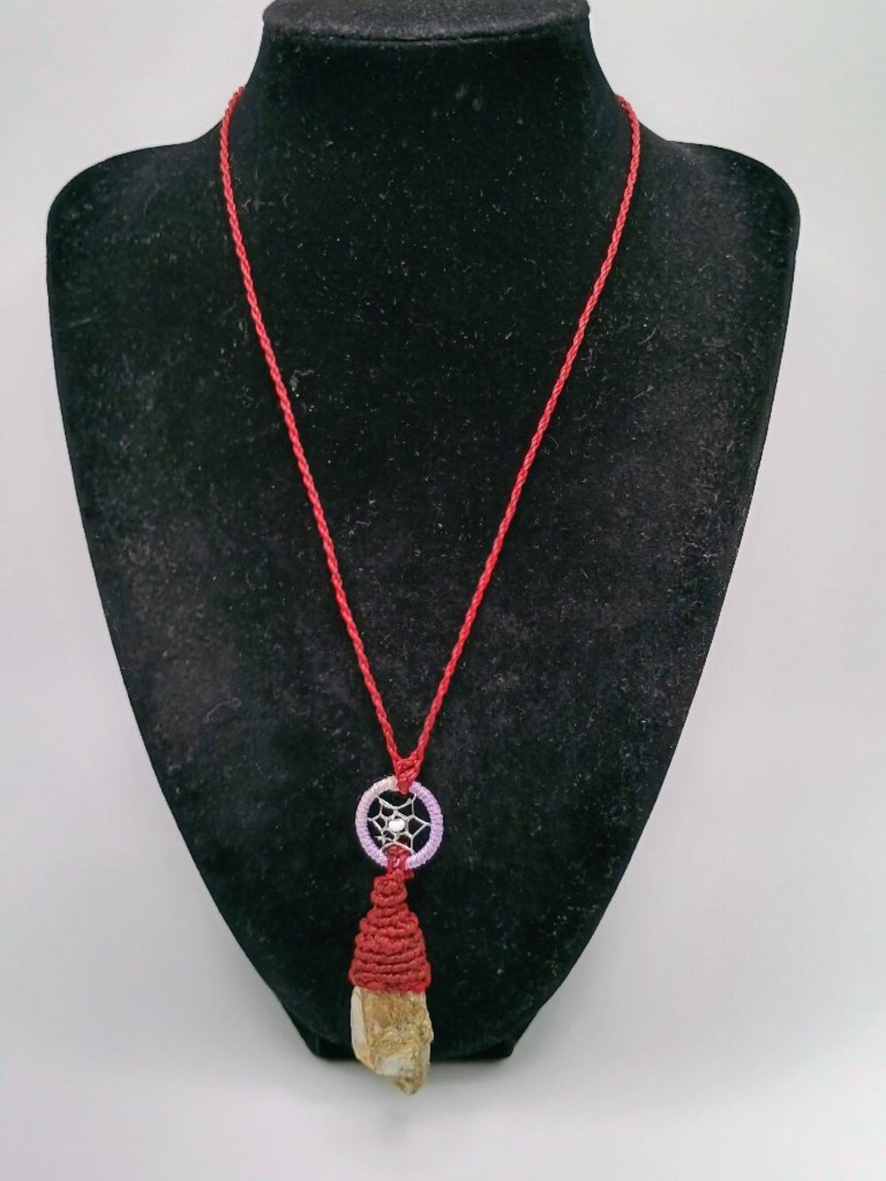 Spiritual Amulet Necklace Dreamcatcher Macrame Serpent Stone